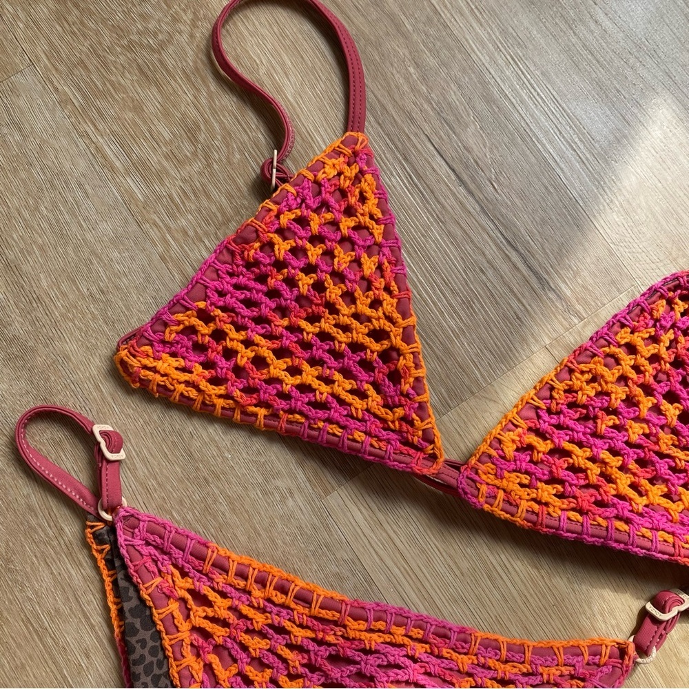 Free People x Acacia Lisboa Crochet bikini Top & Bottom large top XLarge bottom - Picture 4 of 10